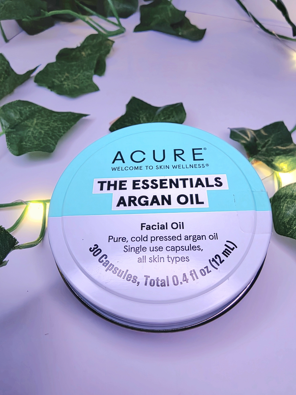 ACURE The Essentials Argan Oil Facial Oil Capsules (30 Count Tin) – Teal